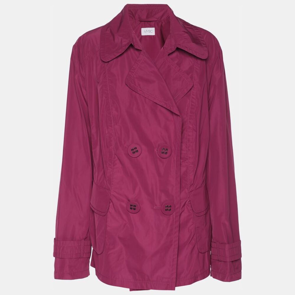 Mybc Pink Nylon Double Breasted Belted Blazer Xl